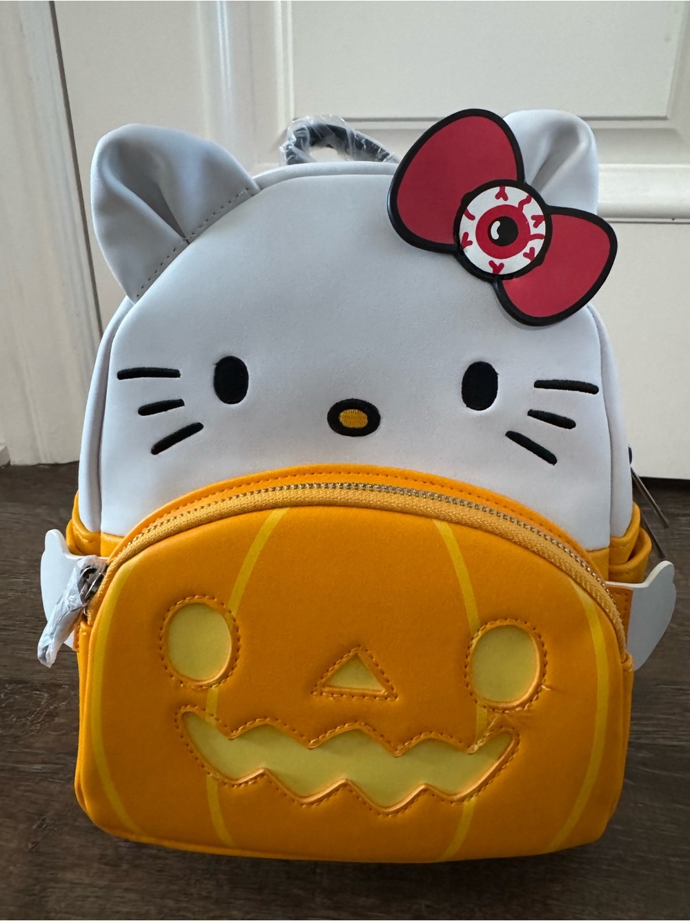 Loungefly White & Yellow Hello Kitty Pumpkin Mini Backpack - Picture 2 of 7